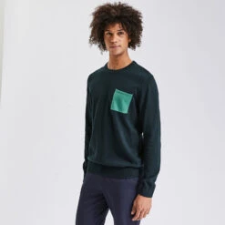 Pull Col Rond Poche Contrastée