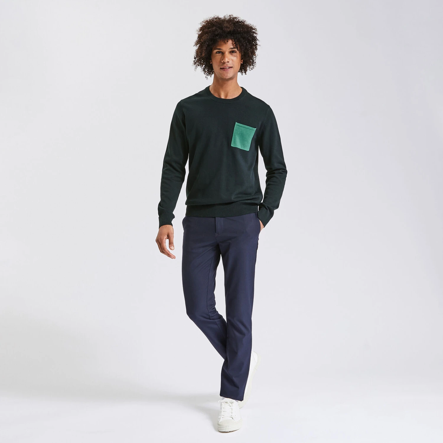 Pull Col Rond Poche Contrastée 2 Pull Col Rond Poche Contrastée – Image 2