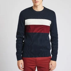 Pull à Col Rond Colorblock -Men's Clothing Soldes Boutique 1001950 11247 V2