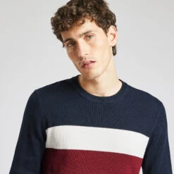 Pull à Col Rond Colorblock -Men's Clothing Soldes Boutique 1001950 11247 V4