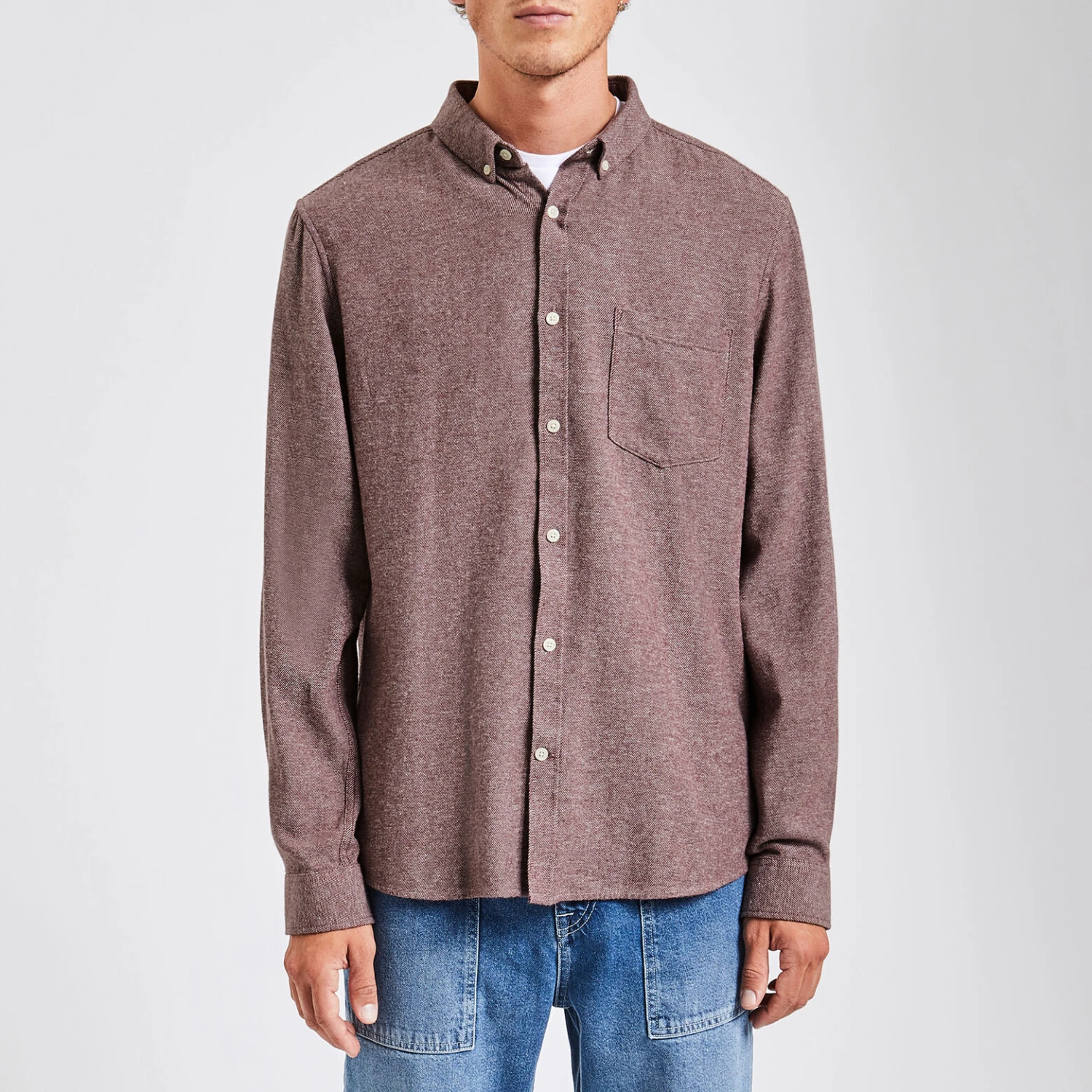 Chemise Regular Unie Flanelle Coton Recyclé 5 Chemise Regular Unie Flanelle Coton Recyclé – Image 5