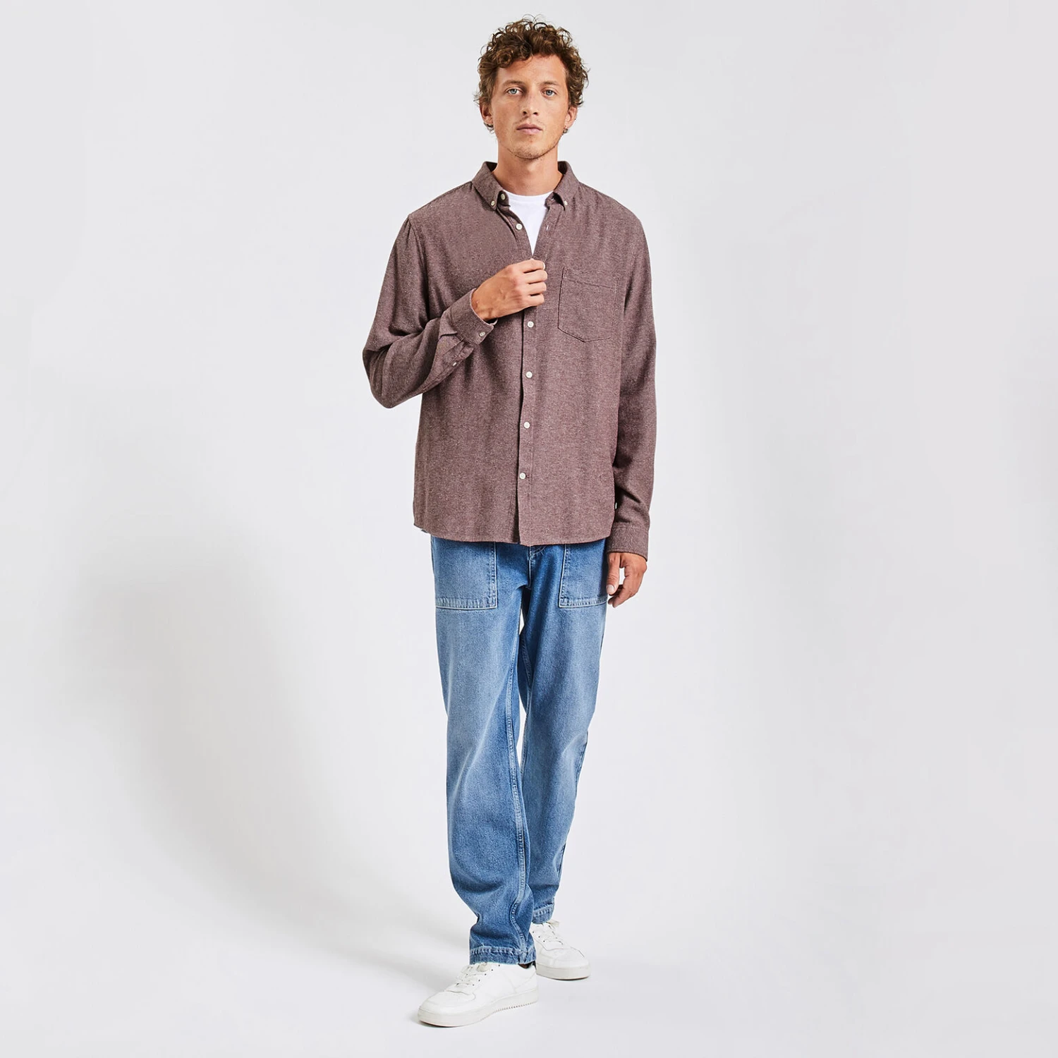 Chemise Regular Unie Flanelle Coton Recyclé 2 Chemise Regular Unie Flanelle Coton Recyclé – Image 2