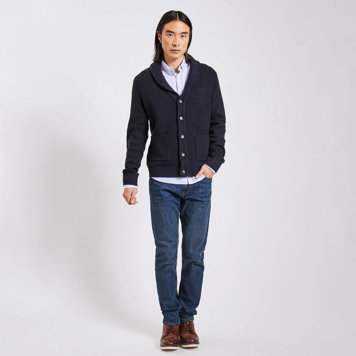 Gilet à Col Châle Boutonné 2 Gilet à Col Châle Boutonné – Image 2