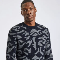 Pull Col Rond à Motif Camouflage En Laine -Men's Clothing Soldes Boutique 1002836 18005 V4