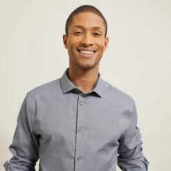 Chemise Slim Sans Repassage Unie Coton -Men's Clothing Soldes Boutique 1003064 11803 V4