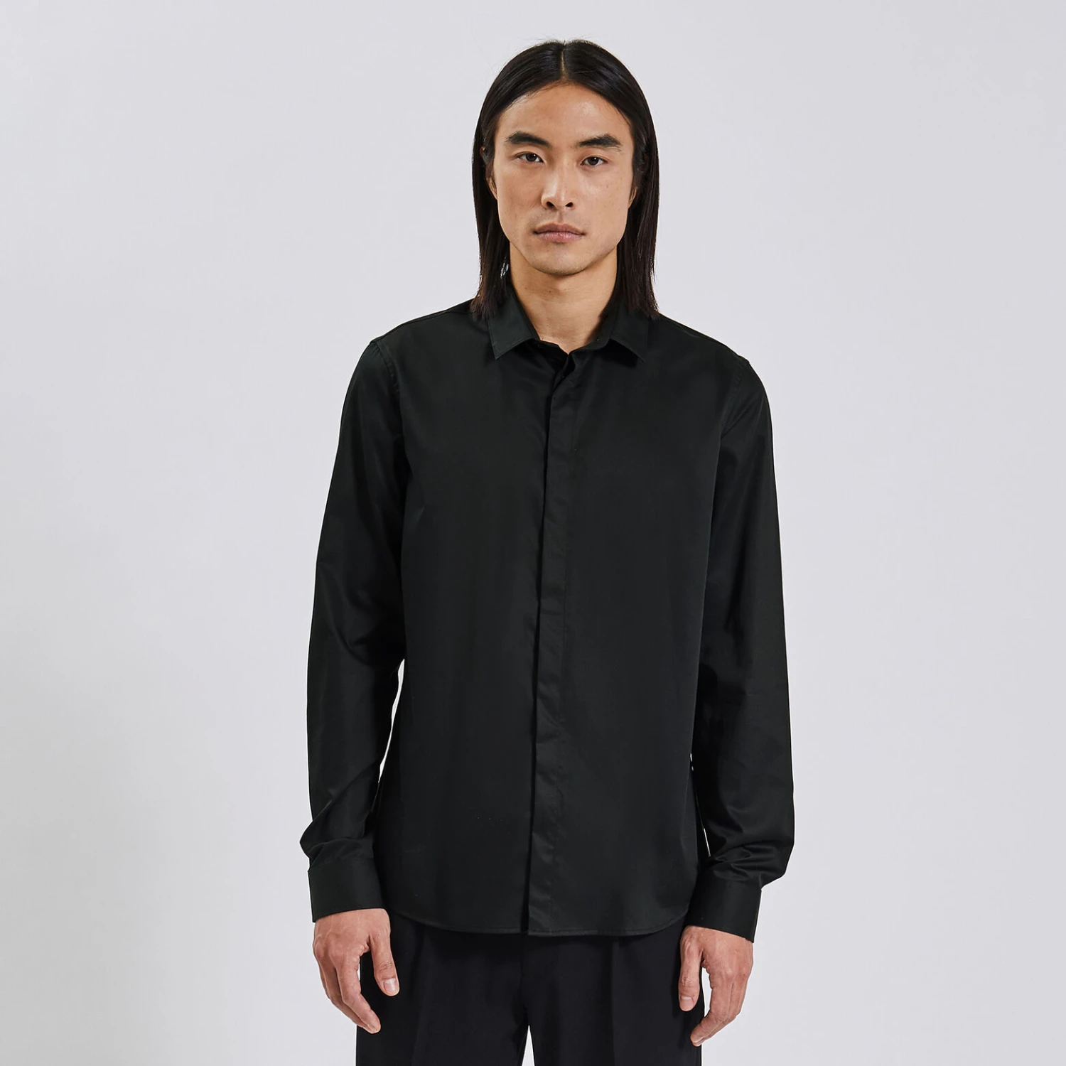 Chemise Slim Unie Coton Biologique Satin 5 Chemise Slim Unie Coton Biologique Satin – Image 5