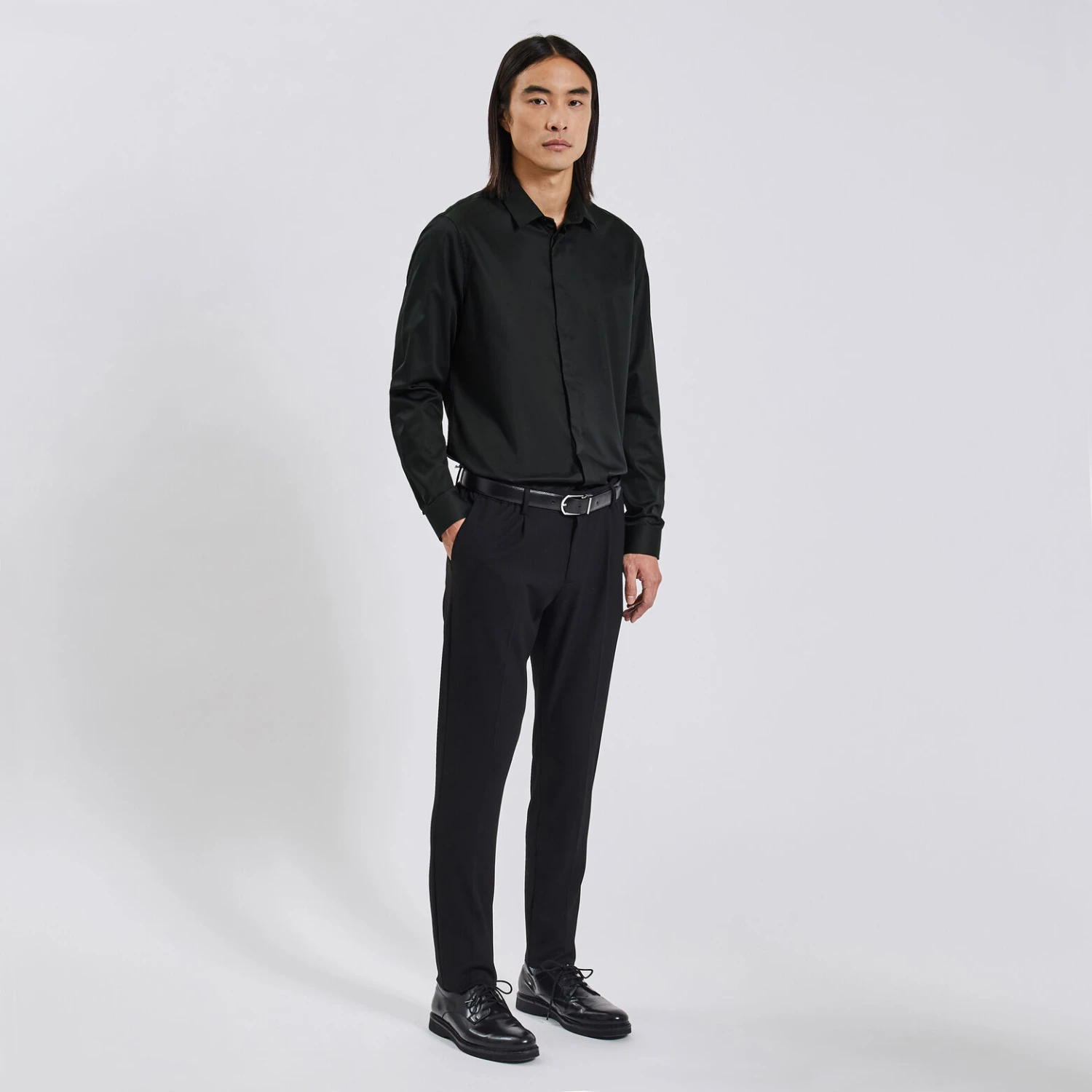 Chemise Slim Unie Coton Biologique Satin 2 Chemise Slim Unie Coton Biologique Satin – Image 2