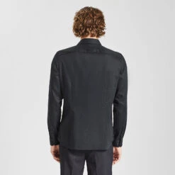 Chemise Slim Unie Stay White/black Coton -Men's Clothing Soldes Boutique 1003072 18000 V3