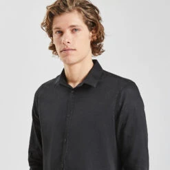 Chemise Slim Unie Stay White/black Coton -Men's Clothing Soldes Boutique 1003072 18000 V4