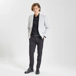 Chemise Slim Unie Stay White/black Coton -Men's Clothing Soldes Boutique 1003072 18000 V6