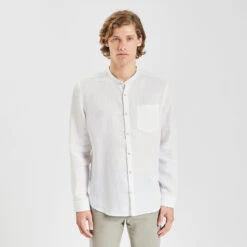 Chemise Regular Col Mao Unie Lin -Men's Clothing Soldes Boutique 1003076 10000 V2