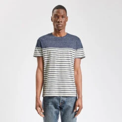 Tee Shirt Colorblock Marinière -Men's Clothing Soldes Boutique 1003511 11845 V2