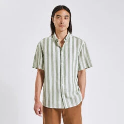 Chemisette Regular Rayures Coton Lin