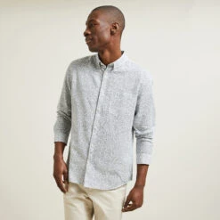 Chemise Regular Imprimé Fleur Coton Lin