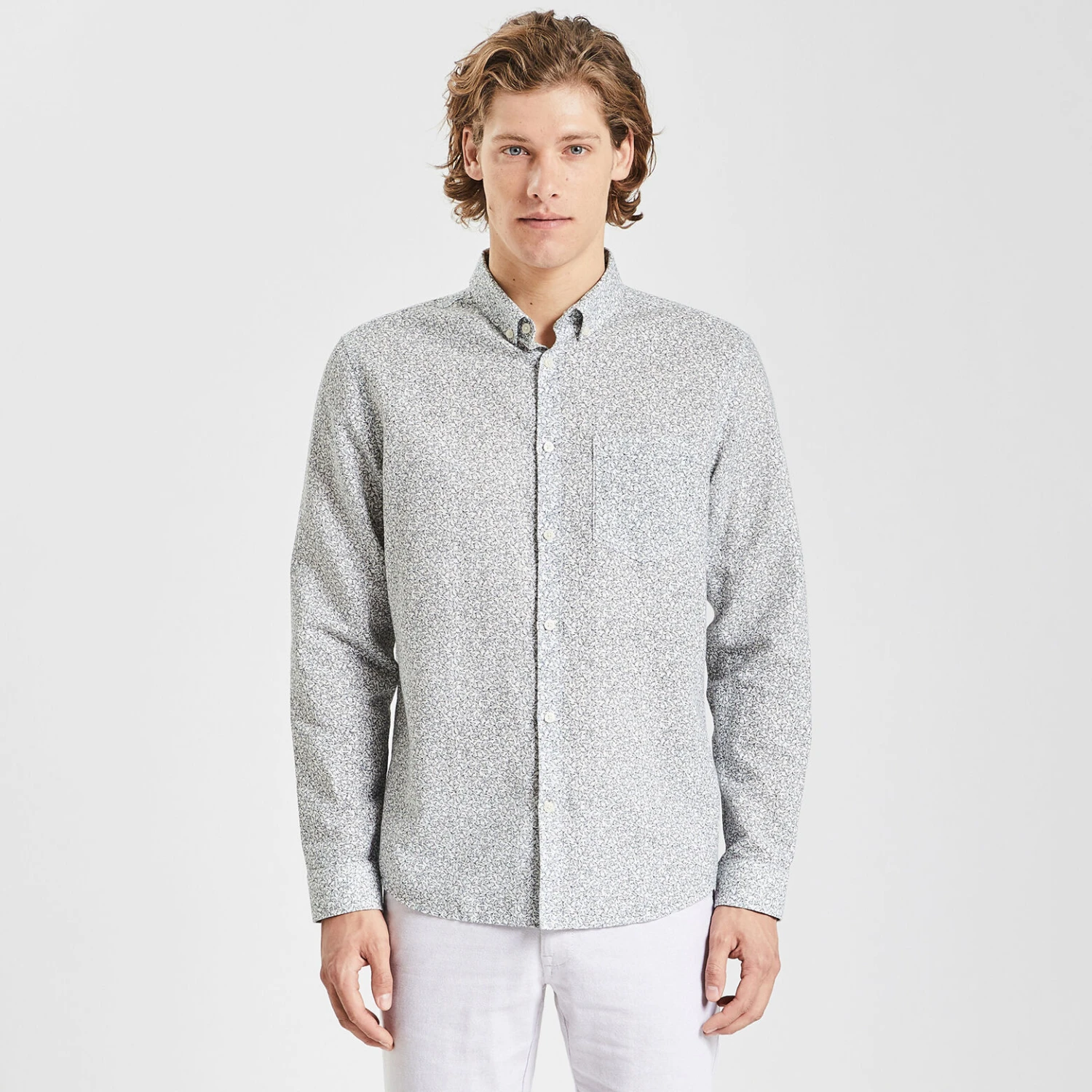 Chemise Regular Imprimé Fleur Coton Lin 5 Chemise Regular Imprimé Fleur Coton Lin – Image 5