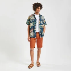 Chemisette Hawaïenne Regular à Fleurs Coton Biolog -Men's Clothing Soldes Boutique 1003578 11049 V6
