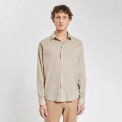 Chemise Regular Micro Geo Coton