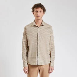 Chemise Regular Micro Geo Coton -Men's Clothing Soldes Boutique 1003587 10400 V2