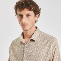 Chemise Regular Micro Geo Coton -Men's Clothing Soldes Boutique 1003587 10400 V4