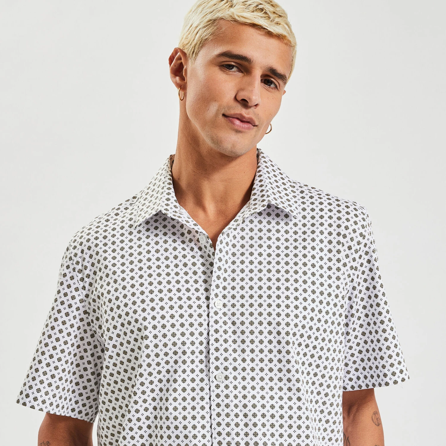 Chemisette Slim Imprimé Géométrique Coton Biologiq 3 Chemisette Slim Imprimé Géométrique Coton Biologiq – Image 3