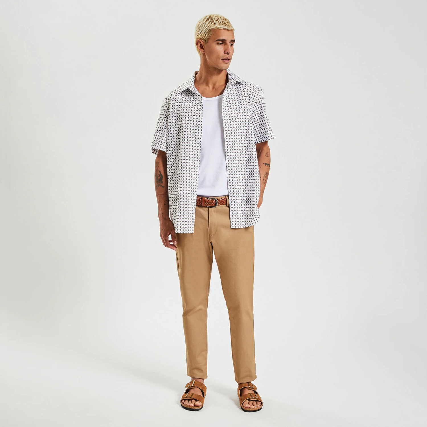 Chemisette Slim Imprimé Géométrique Coton Biologiq 2 Chemisette Slim Imprimé Géométrique Coton Biologiq – Image 2