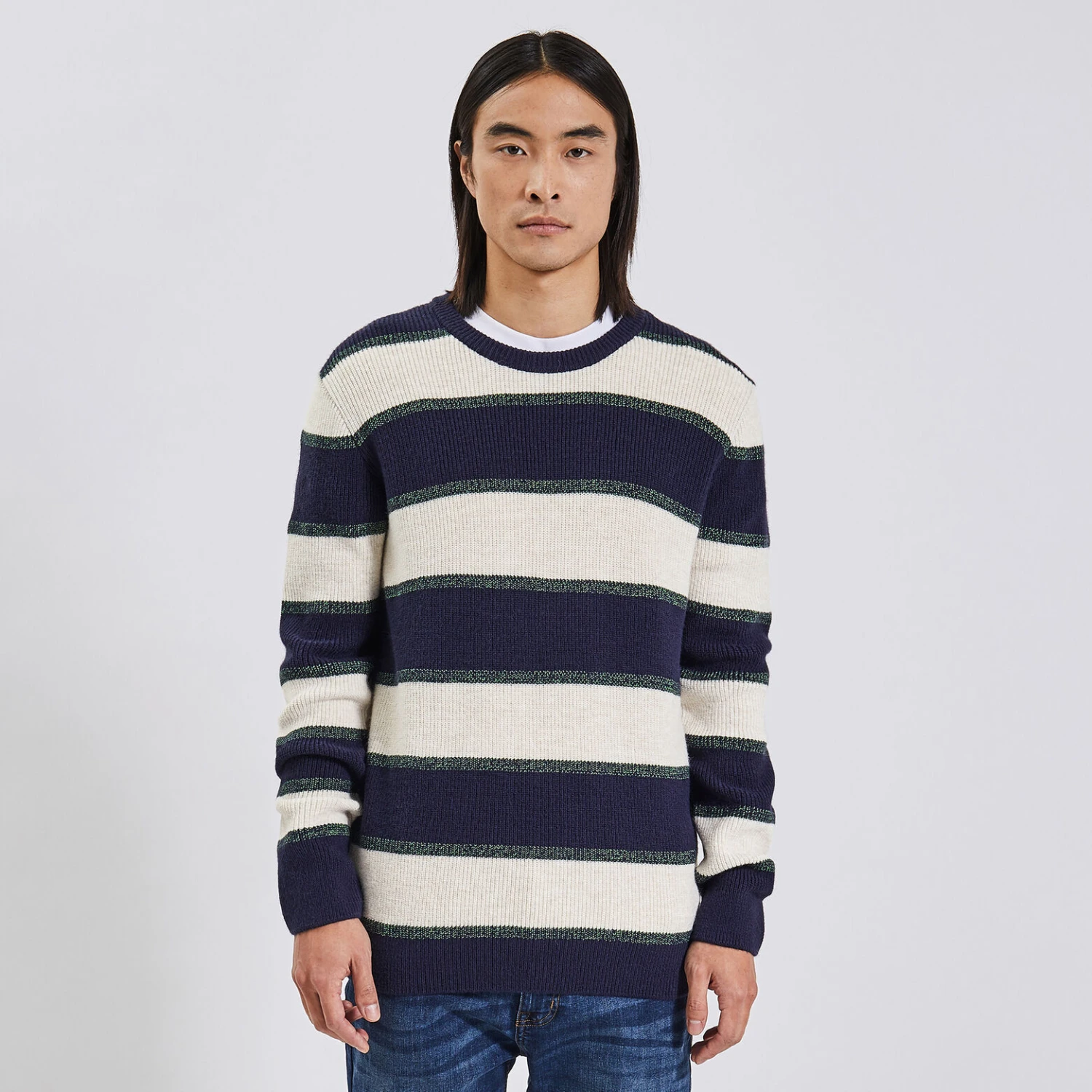 Pull Col Rond à Rayures 5 Pull Col Rond à Rayures – Image 5