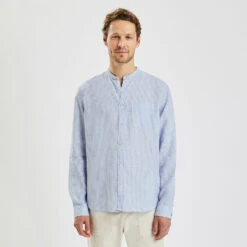 Chemise Regular Col Mao Rayures Lin 14 Chemise Regular Col Mao Rayures Lin -Men's Clothing Soldes Boutique 1003792 19000 V2