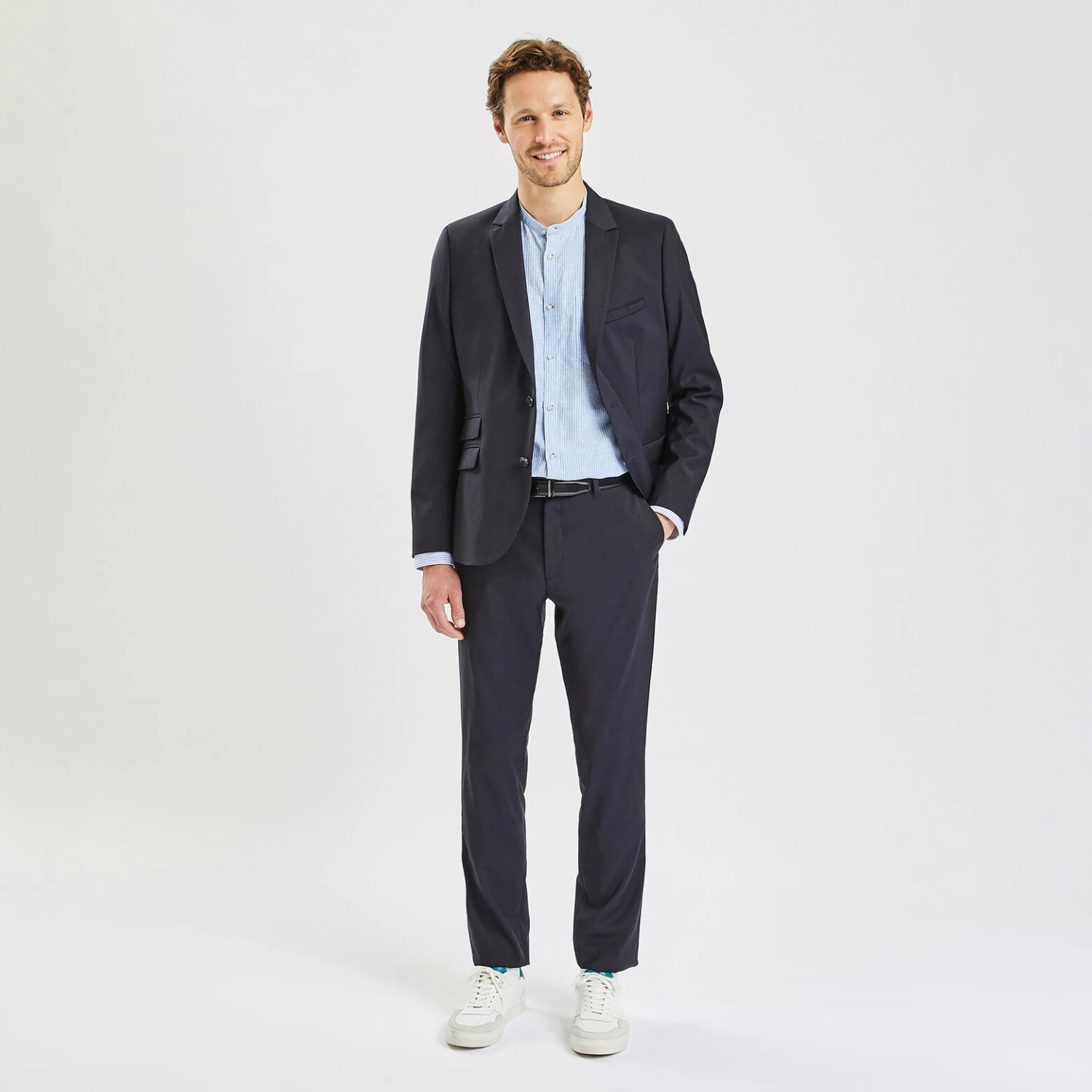 Chemise Regular Col Mao Rayures Lin 4 Chemise Regular Col Mao Rayures Lin – Image 4