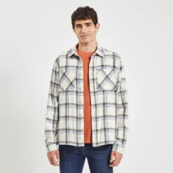 Chemise Regular Carreaux Coton Recyclé Flammé