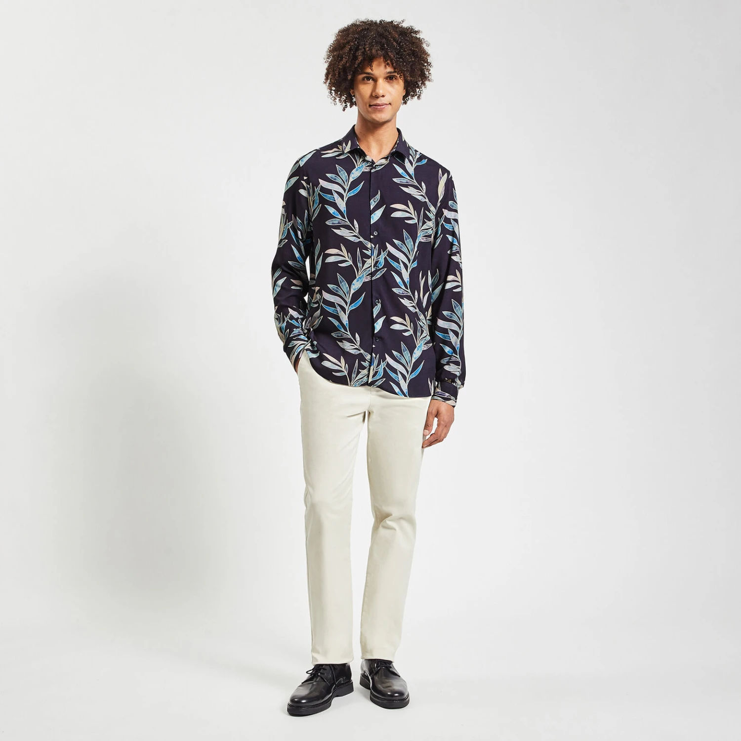 Chemise Slim Imprimé Feuilles Viscose 2 Chemise Slim Imprimé Feuilles Viscose – Image 2