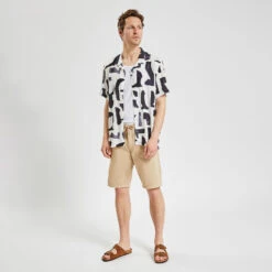 Chemisette Regular Imprimé Géométrique Viscose -Men's Clothing Soldes Boutique 1004486 18000 V5