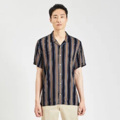 Chemisette Regular Rayures Viscose Ecovero -Men's Clothing Soldes Boutique 1004487 17000 V2