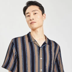 Chemisette Regular Rayures Viscose Ecovero -Men's Clothing Soldes Boutique 1004487 17000 V4