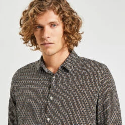 Chemise Regular Imprimé Géométrique Viscose -Men's Clothing Soldes Boutique 1004489 17408 V4