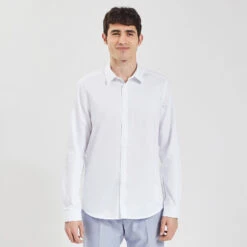 Chemise Slim Unie Stay Black/white Coton 14 Chemise Slim Unie Stay Black/white Coton -Men's Clothing Soldes Boutique 720130 9010 V2