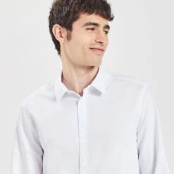 Chemise Slim Unie Stay Black/white Coton 12 Chemise Slim Unie Stay Black/white Coton -Men's Clothing Soldes Boutique 720130 9010 V4