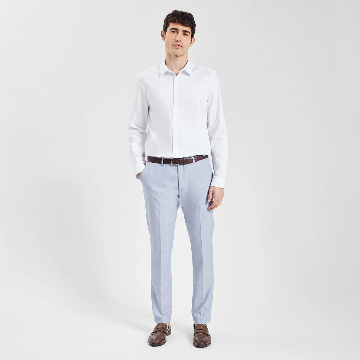 Chemise Slim Unie Stay Black/white Coton 2 Chemise Slim Unie Stay Black/white Coton – Image 2