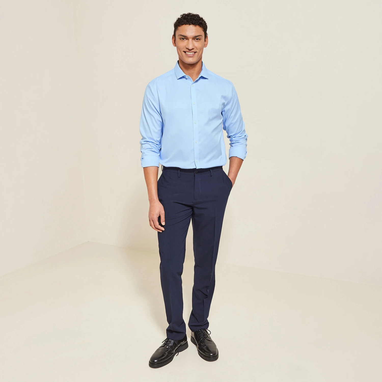 Chemise Regular Sans Repassage Unie Coton 2 Chemise Regular Sans Repassage Unie Coton – Image 2